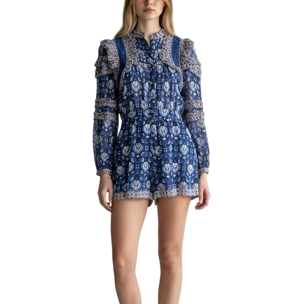SEA NY Ruffle Brigitte Border Romper - 6